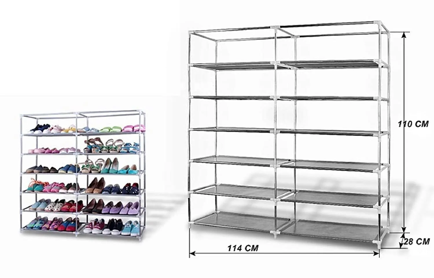 Sterling Shoe Rack for Home with Cover 12 Layer Shoes Stand for Home & Multipurpose Storage Rack with Dustproof Cover & Wardrobe & Metal Pipe Oxford Fabric| Chappal Stand| (Printed Blue)