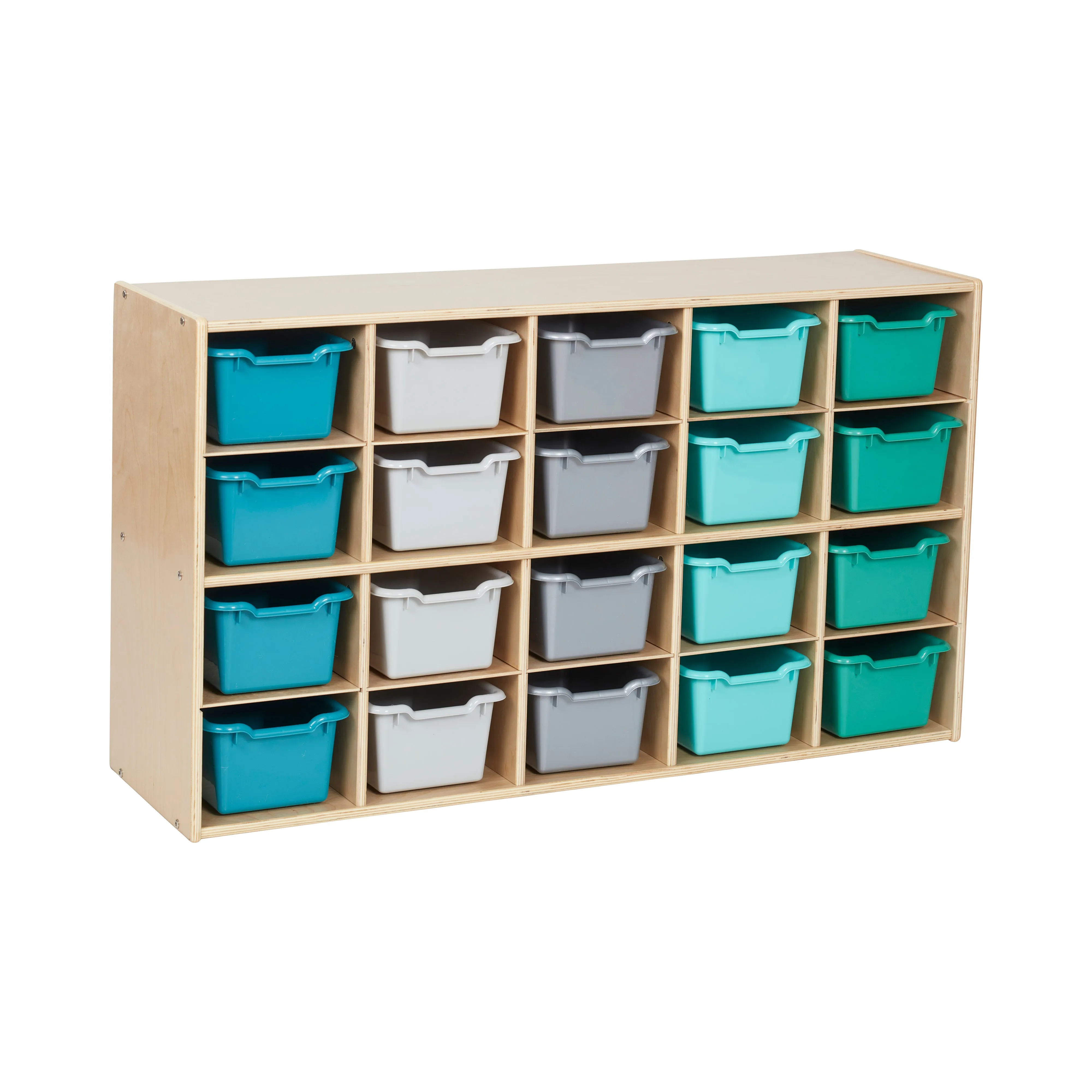 Streamline 20 Cubby Tray Storage Cabinet with Scoop Front Storage Bins, 4x5, Classroom Furniture