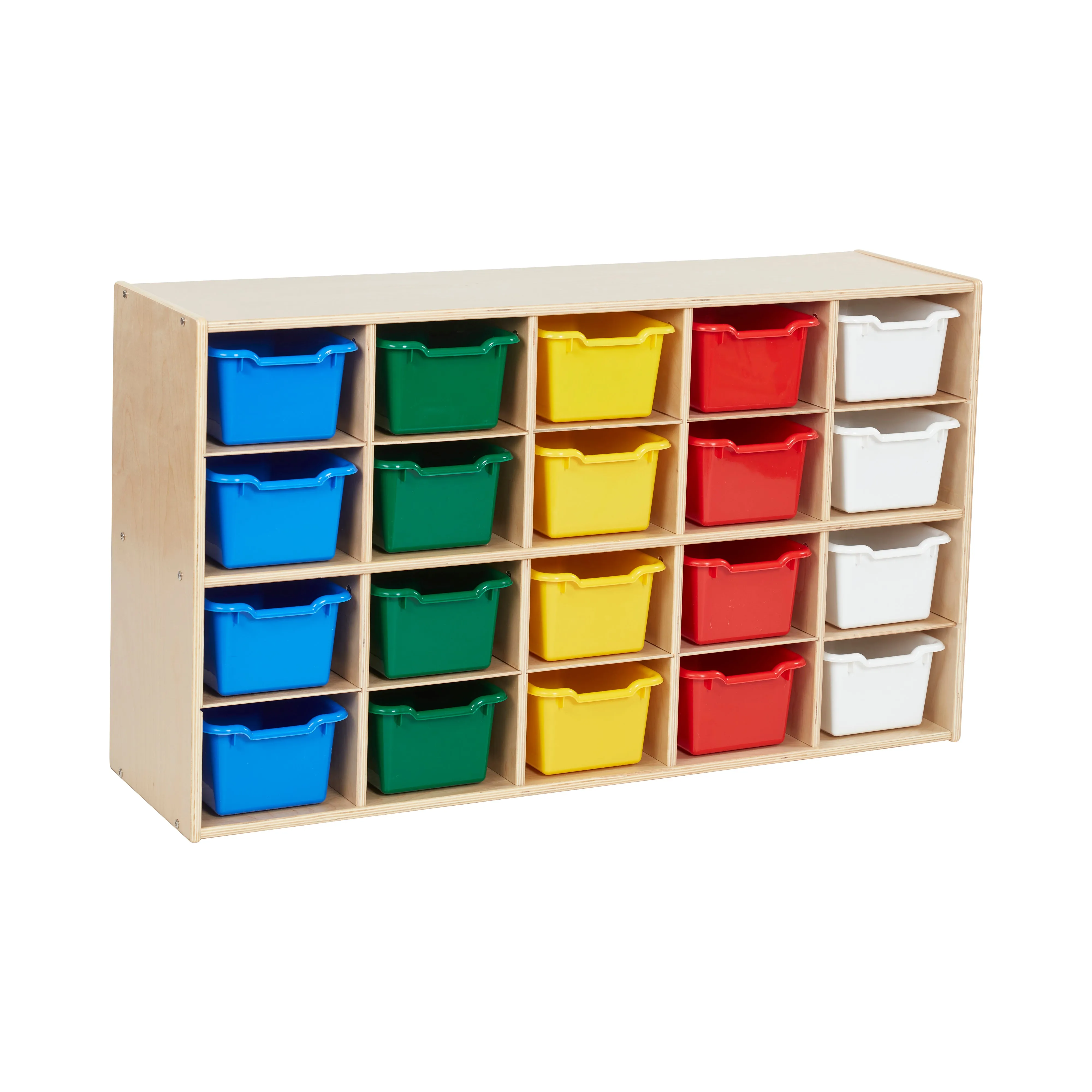 Streamline 20 Cubby Tray Storage Cabinet with Scoop Front Storage Bins, 4x5, Classroom Furniture