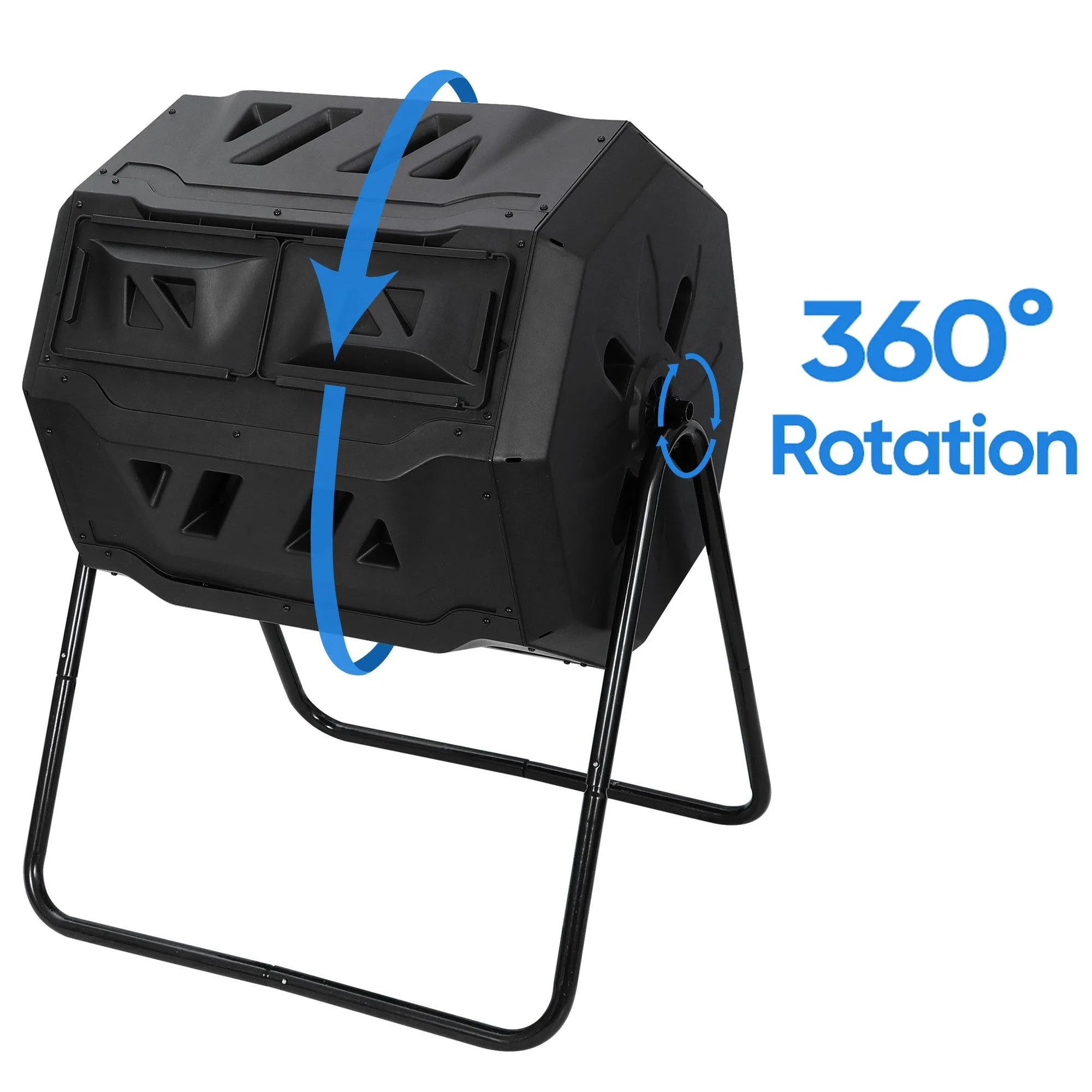 ZENY™ Large Composting Tumbler 43 Gallon Capacity Composter, Dual Chamber Rotating Waste Bins