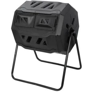 ZENY™ Large Composting Tumbler 43 Gallon Capacity Composter, Dual Chamber Rotating Waste Bins